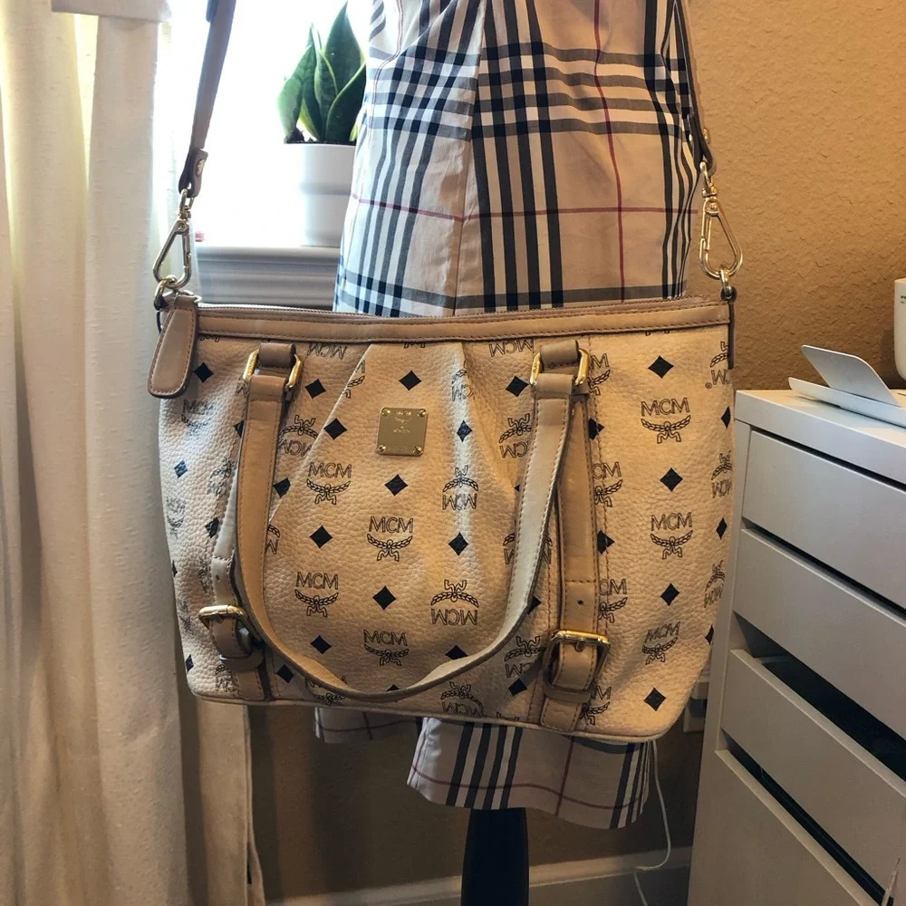 MCM CREAM VISETOS LEATHER BAG - Picture 16 of 16